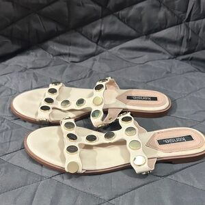 Kensie Women's Cream Studded Sandals
